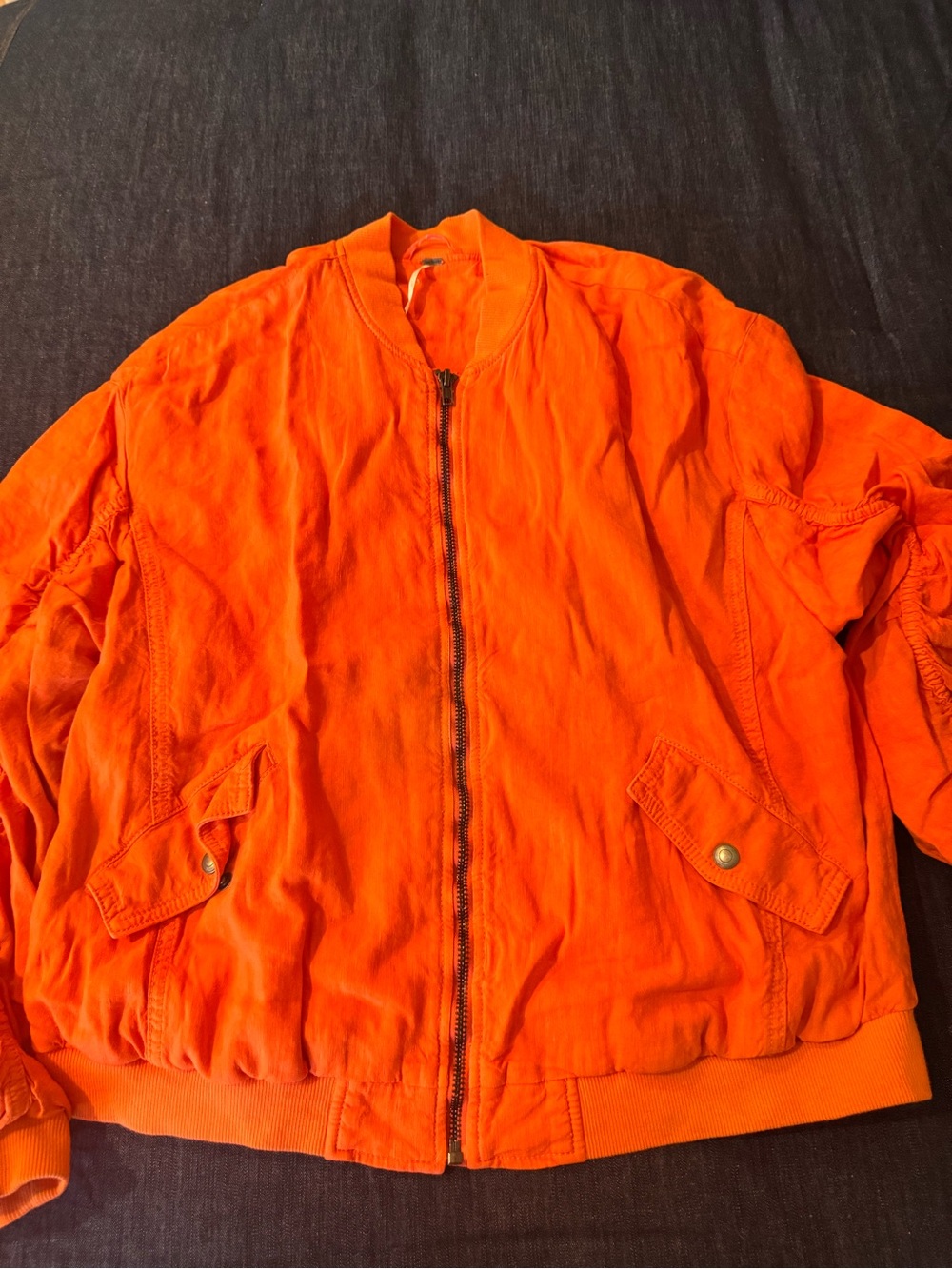Free People Orange Bomber Jacket this is a women’s jacket